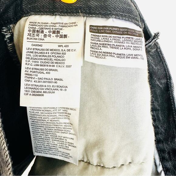 LEVIS REVOLVE Black Distressed Raw Hem Button Fly Pockets ALine Mini Skirt 26 - Picture 8 of 15